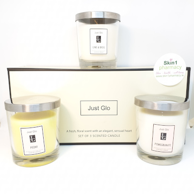 Just Glo Set of 3 Candle (Promegranate, Lime & Basil, Peony)