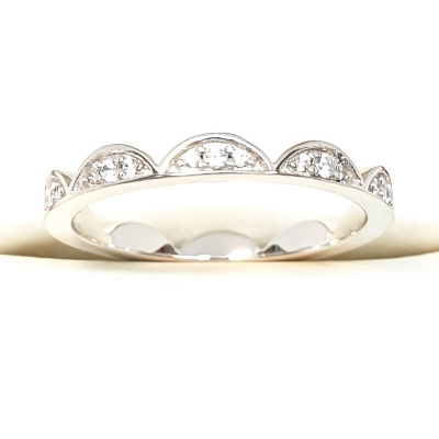 Sterling Silver Tiara Style Ring with Cubic Zirconia Stones