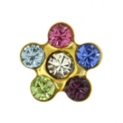 Studex 24ct Gold Plated 6 Stone Daisy Rainbow Ear Piercing