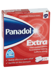 Buy online PANADOL EXTRA PARACETAMOL 500mg CAFFEINE 65mg 24