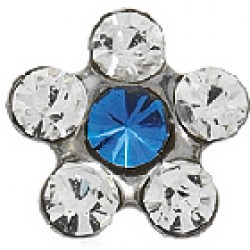 STUDEX Stainless Steel Daisy Crystal Sapphire EARRINGS