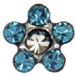 STUDEX S6124WSTX Stainless Steel Daisy Blue Zircon Crystal 