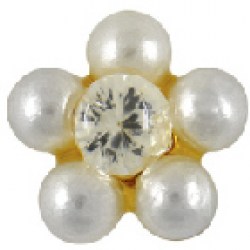 STUDEX S6301STX Gold Plated Daisy White Pearl CZ 