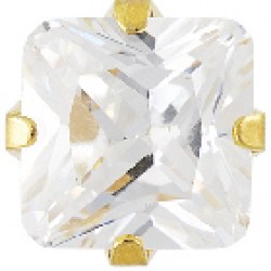 STUDEX Gold Plated 7mm C/Z Princess Cut EARRINGS