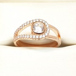 Sterling Silver Rose Gold Plated Cubic Zirconia Ring